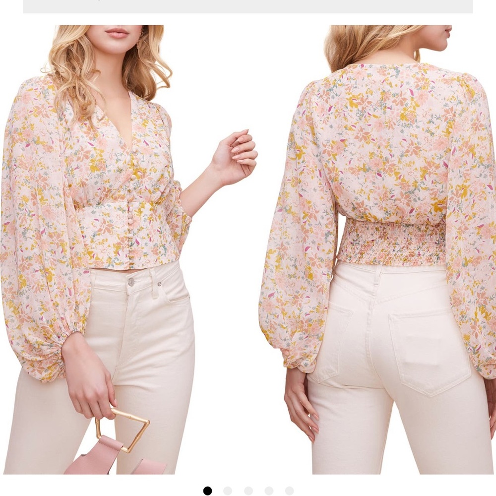 Astr Floral Print Blouson Sleeve Top